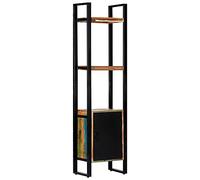 LoogCape Étagère à livres en bois massif recyclé avec porte et 3 étagères - Pour salon, bureau, chambre à coucher, design moderne - 45 x 30 x 171 cm - Noir