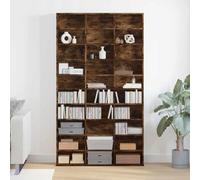 LoogCape Étagère CD en chêne fumé - 102 x 23 x 177,5 cm - Polyvalente - Espace de rangement pour CD, DVD, classeur, bureau, salon