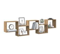 LoogCape Étagère Cube Murale 5 Compartiments en Bois d'ingénierie chêne Artisanal, Support Suspendu, décoration intérieure multifonctionnelle pour Salon, Chambre ou Cuisine