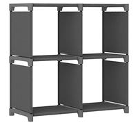 LoogCape Étagère d'affichage 4 Cubes Gris 69x30x72,5 cm Tissu Acier Meuble Rangement bibliothèque Salon Chambre Enfant vitrine Porte Compartiment