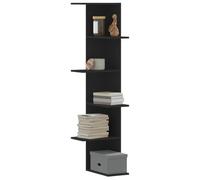 LoogCape Étagère d'angle murale noire 36,5 x 36,5 x 140 cm - En bois - Design peu encombrant - Facile d'entretien - Pour salon, chambre à coucher, salle de bain - Rangement décoratif - Charge maximale