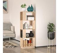 LoogCape Étagère de Rangement en Bois de pin Massif 51x25x132 cm pour bibliothèque, Meuble Multifonction pour Salon, Chambre, Bureau, cloison, Porte, avec Fixation Murale