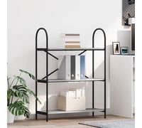LoogCape Étagère grise Sonoma 80 x 30 x 109 cm, en matériau dérivé du bois, 3 étagères, design moderne, pour salon, chambre à coucher, bureau, bibliothèque