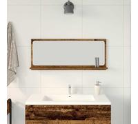 LoogCape Étagère Miroir Bois Ancien 90 x 10,5 x 37 cm Bois d'ingénierie pour Salle de Bain, Rangement Mural avec Miroir Plat, Support Pratique, Design élégant pour Espace intérieur