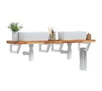 LoogCape Étagère Murale en Acier et Bois Massif d'acacia pour lavabo Salle de Bain Support de Rangement Moderne avec Fixation Murale Solide et élevée