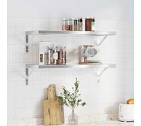 LoogCape Étagères murales 2 pièces en Acier Inoxydable argenté 75x30 cm avec de 50 kg, Support de Fixation pour décoration, Rangement, Livres, Cadres Photo, Plantes, dans Salon