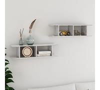 LoogCape Étagères murales 2 pièces Gris béton en Bois d'ingénierie, Dimensions 75x18x20 cm, Support de Rangement Suspendu pour Salon, Chambre, Cuisine ou Bureau, Facile à Installer