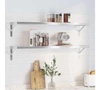 LoogCape Étagères murales en Acier Inoxydable argenté 2 pièces 100x23,5 cm Support Planche Flottante Robuste pour Rangement décoration Salon Chambre Cuisine Bureau