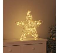 LoogCape Étoile 3D avec 50 LED blanc chaud - Décoration de Noël en rotin - 55 x 52,5 x 9 cm - Alimentée par USB - Économie d'énergie - Durable - Installation facile - Décoration d'intérieur et