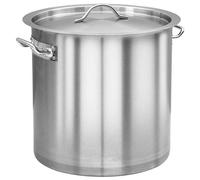 LoogCape Faitout 26 l en acier inoxydable 32 x 32 cm compatible induction durable passe au lave-vaisselle avec couvercle en verre idéal pour soupes, ragoûts, sauces, universelle, professionnelle