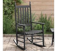 LoogCape Fauteuil à bascule en bois massif de peuplier avec assise incurvée et accoudoirs - 62 x 83 x 115 cm - Noir - Pour jardin, balcon, terrasse, salon - Chaise relaxante à dossier haut