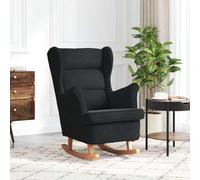 LoogCape Fauteuil à bascule en velours noir avec patins en bois massif, fauteuil de relaxation pour salon, chambre à coucher, chambre d'enfant, balcon, chaise d'allaitement élégante pour se détendre