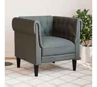 LoogCape Fauteuil Chesterfield en tissu gris foncé, 78,5 cm de large, rembourré, avec accoudoirs, pour salon, chambre à coucher, fauteuil lounge confortable, pieds en bois massif