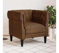 LoogCape Fauteuil Chesterfield Marron en Tissu avec Pieds Robustes pour Salon, canapé Confortable, Style Classique, idéal pour séjour, Chambre ou Bureau, capacité 110 kg, Livraison Facile