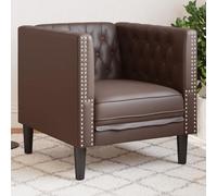 LoogCape Fauteuil Chesterfield Marron Similicuir Confortable Style Classique pour Salon, séjour ou Bureau, avec Pieds Robustes et Assise rembourrée, idéal pour Espace détente ou Lecture