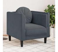 LoogCape Fauteuil en Velours Gris foncé avec Coussin Rond, siège Relaxant pour Salon, canapé modulable, siège d'appoint Confortable, idéal pour séjour, Chambre ou Bureau