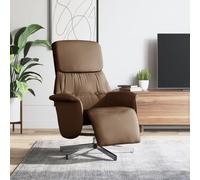 LoogCape Fauteuil inclinable avec Repose-Pieds Marron Tissu, pivotant et Relaxant pour Salon, Chambre ou Bureau, avec Dossier Ajustable, Coussin rembourré, capacité 110 kg