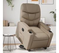 LoogCape Fauteuil inclinable électrique Cappuccino en Similicuir Robuste avec Fonction de Levage, réglage Automatique du Dossier et Repose-Pied pour Relaxation Confortable et Facile