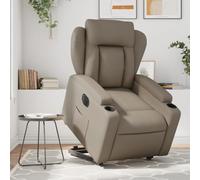 LoogCape Fauteuil inclinable électrique Cappuccino Similicuir avec Fonction Levage, Repose-Pied Ajustable et accoudoirs rembourrés pour Salon, Chambre ou Bureau