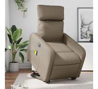 LoogCape Fauteuil inclinable électrique de Relaxation Cappuccino en Similicuir avec Massage par Vibrations, Fonction Levage, réglage Automatique du Dossier et Repose-Pied, idéal pour Salon