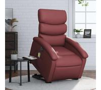 LoogCape Fauteuil inclinable électrique de Relaxation Rouge Bordeaux avec Massage vibratoire, Dossier et Repose-Pied Ajustables, Structure Solide en métal et Bois