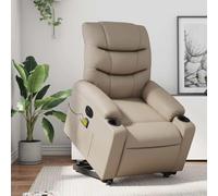 LoogCape Fauteuil inclinable électrique en Similicuir Cappuccino avec Fonction de Massage Vibration, réglage Automatique du Dossier et Repose-Pied, siège Relaxant pour Salon ou Chambre
