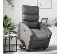 LoogCape Fauteuil inclinable Gris en Similicuir avec Fonction de Levage électrique et Dossier réglable, Fauteuil Relax pour Personnes âgées ou à mobilité réduite, Confort et stabilité