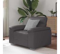 LoogCape Fauteuil lounge gris 60 cm en cuir synthétique 100 x 81 x 84 cm avec structure en bois et métal, fauteuil rembourré confortable pour salon, bureau, chambre d'amis