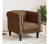 LoogCape Fauteuil Marron Similicuir Daim Moderne Confortable pour Salon ou Chambre avec Pieds Solides et Design épuré, idéal pour se détendre, Lire ou Regarder la télévision dans Un Espace de Vie