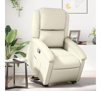 LoogCape Fauteuil relax électrique avec aide à se lever - Crème - En cuir synthétique - Réglable jusqu'à 135 degrés - 71 x 86,5 x 99,5 cm - Pour salon, salle TV et pause de lecture