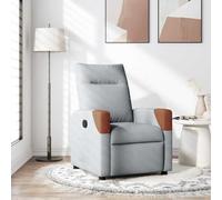 LoogCape Fauteuil relax en tissu gris clair, réglable manuellement jusqu'à 135 degrés, avec poche latérale, structure en bois et métal, chaise rembourrée, 69 x 86 x 100 cm, pour salon, bureau, invités