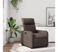 LoogCape Fauteuil relax marron en cuir synthétique avec fonction de couchage manuel, accoudoirs rembourrés, poche latérale, cadre en bois et métal, pour salon, lecteur et salle de télévision