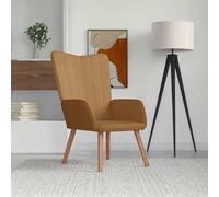 LoogCape Fauteuil relax marron en velours avec rembourrage en mousse, cadre en acier et bois d'hévéa, chaise avec accoudoirs pour salon, bureau, coin invités, lire, regarder la télévision