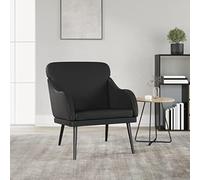 LoogCape Fauteuil Relax Noir 63x76x80 cm Similicuir avec Dossier inclinable, accoudoirs rembourrés, Support Stable en métal, idéal pour Salon, Chambre ou Bureau, Confort et durabilité assurés
