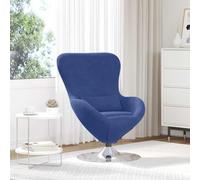 LoogCape Fauteuil œuf Bleu Police Velours avec Base pivotante 360 degrés pour Salon Chambre Bureau Fauteuil Relax Moderne avec accoudoirs Confortables et Design épuré