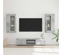 LoogCape FLORIN Ensemble de meubles TV avec étagère 3 pièces béton gris bois design moderne pour salon, espace de rangement, meuble bas, buffet, ensemble de meubles, peu encombrant, durable