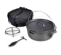 LoogCape Four hollandais en fonte de 11,3 l avec couvercle, sac de transport et support pour cuisson, pâtisserie, rôtir sur induction, cuisinière à gaz, vitrocéramique, passe au four