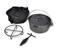 LoogCape Four hollandais en fonte de 4,2 l avec accessoires pour cuisson, cuisson et cuisson, résistant à l'induction, au four, résistant à la chaleur, sac de transport, couvercle, poignée et support