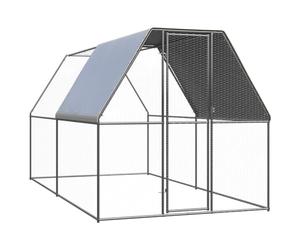 LoogCape Grande cage à poules en acier galvanisé 2 x 4 x 2 m avec toit en polyéthylène imperméable, porte de serrure, convient pour poules, canards, petits animaux, volières, extérieur, résistante aux