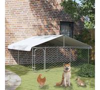 LoogCape Grande niche d'extérieur pour chien avec toit - 300 x 300 x 150 cm - Résistant aux intempéries - En acier galvanisé - Avec grille de protection - Verrouillable - Portable - Pour chiot, chien