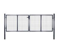 LoogCape Grillage de jardin en acier galvanisé - 300 x 100 cm - Gris anthracite - Portail d'entrée avec poteaux à charnière - Verrouillable avec clé - Résistant aux intempéries - Pour terrain