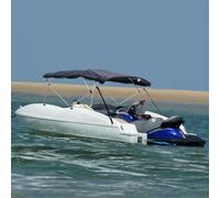 LoogCape Haut bimini à 4 arcs avec parois latérales en maille, 243 x 185-198 x 137 cm, imperméable, protection UV, résistant aux intempéries, cadre en aluminium en polyester durable