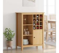 LoogCape HILL Armoire à vin marron miel 79,5 x 40 x 107,5 cm moderne en pin avec espace de rangement pour vin, boissons, verres, buffet, commode, bar, cuisine, salon