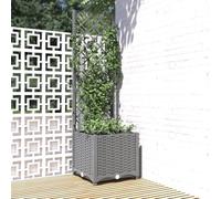 LoogCape Jardinière avec treillis gris clair en polypropylène 40 x 40 x 136 cm pour balcon, jardin, terrasse, pot de fleurs et herbes aromatiques, pot de plantes d'extérieur avec treillis
