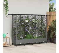 LoogCape Jardinière surélevée avec treillis et toit suspendu Gris clair en polypropylène 202,5 x 40 x 127 cm avec trou de drainage et bouchon pour balcon, terrasse, herbes aromatiques