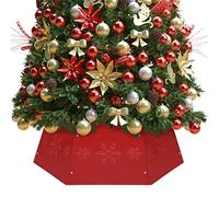 LoogCape Jupe de sapin de Noël rouge Ø 68 x 25 cm en métal pour décoration festive, protège le support de sapin et l'aiguille, crée une atmosphère de Noël élégante dans le salon