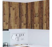 LoogCape Kalmar Armoire d'angle murale de cuisine en bois vieilli 57 x 57 x 100 cm, 3 étagères 2 portes, espace de rangement pour cuisine, couloir et salle à manger