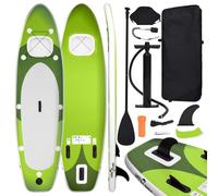 LoogCape Kit de planche de SUP gonflable - Vert - 300 x 76 x 10 cm - Avec pagaie, pompe, laisse, sac et accessoires pour sports nautiques, surf, yoga, touring, tout-terrain, adultes et enfants