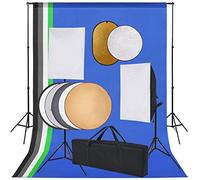 LoogCape Kit de studio photo avec lampes softbox, système de fond, réflecteur, trépied réglable, 5 fonds colorés, boîtes à lumière 70 x 50 cm, éclairage lumière du jour 5500 K