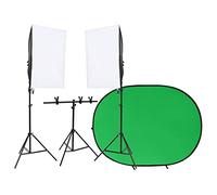 LoogCape Kit de studio photo avec lumières système de fond Softbox trépied 5500 K éclairage pour photographie de produits et de portraits, studio à domicile, vlog, streaming, intensité variable